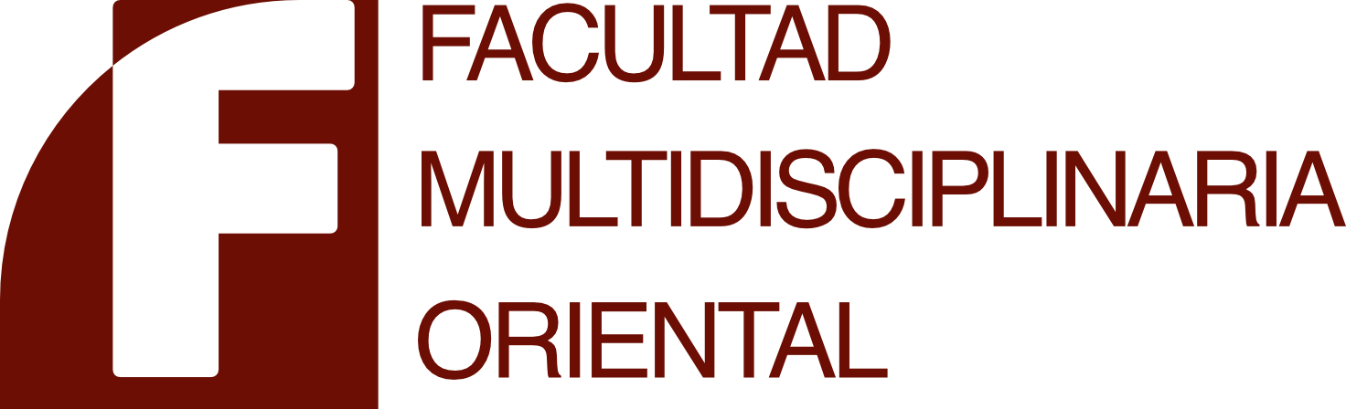 logo de la la faculta el cual es un simbolo de una f de color rojo y que dice faculta multidiciplinaria oriental